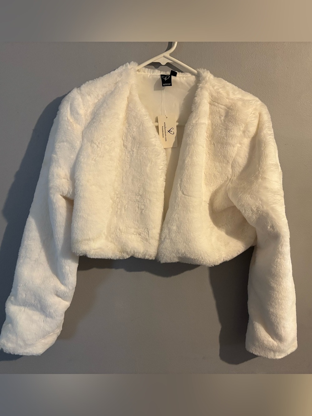 Windsor Ivory/White Faux Fur Cropped Teddy Jacket